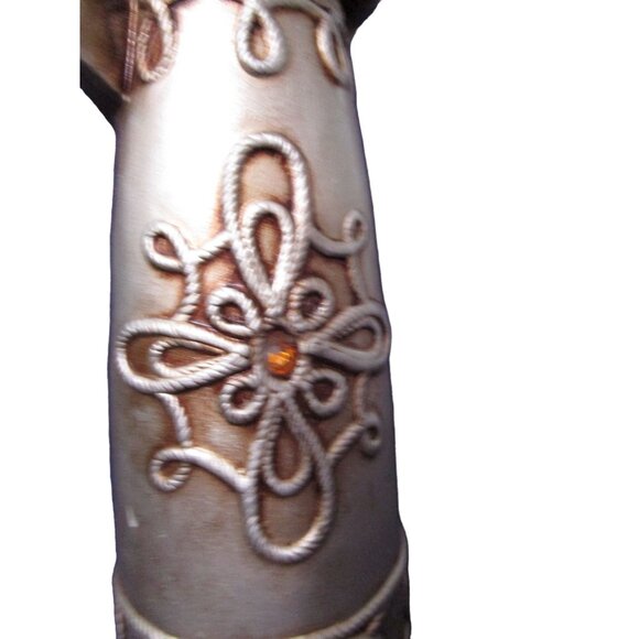 Vintage Papier Mache Madonna With Child Figurine Silver Tone Rhinestone Accents - Picture 4 of 16